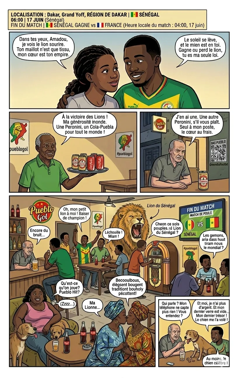 Planche 7, Fin du match, le Sénégal gagne, la joie commence dans le quartier